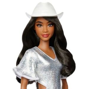 Barbie Fashionistas Doll #239 with Black Hair Wearing Sparkly Silver Fringe Dres